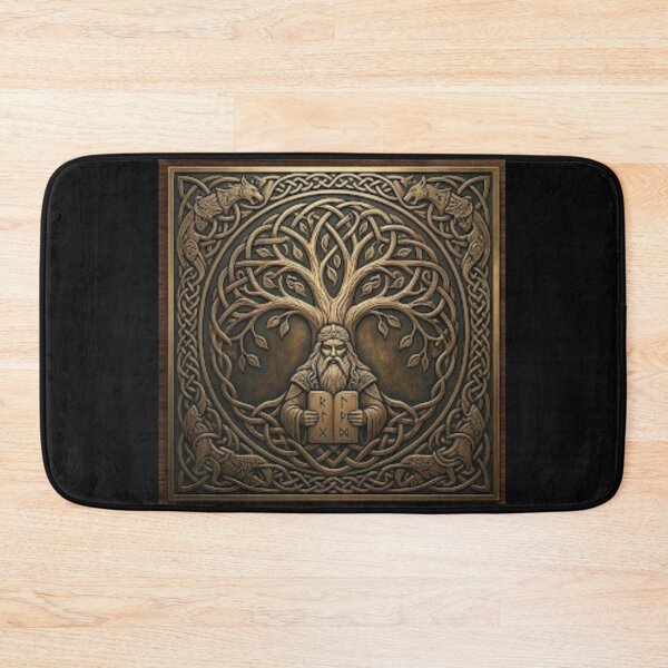 Item preview, Odin and Yggdrasil Bronze Relief - Norse Mythology World Tree designed and sold by GiftzCircle.