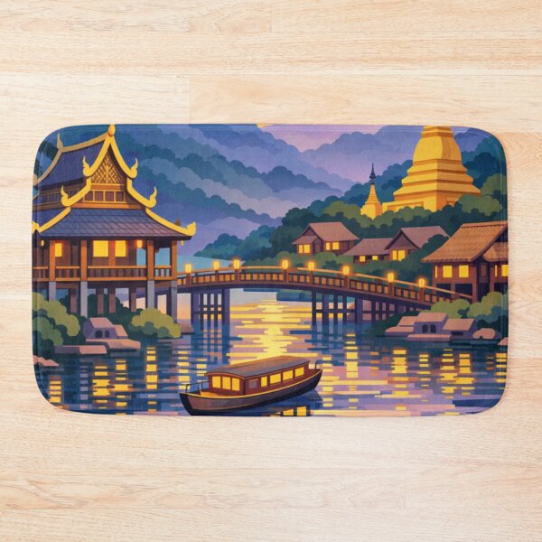 Item preview, Luang Prabang Laos Vintage Travel Art designed and sold by MatthewHeights.