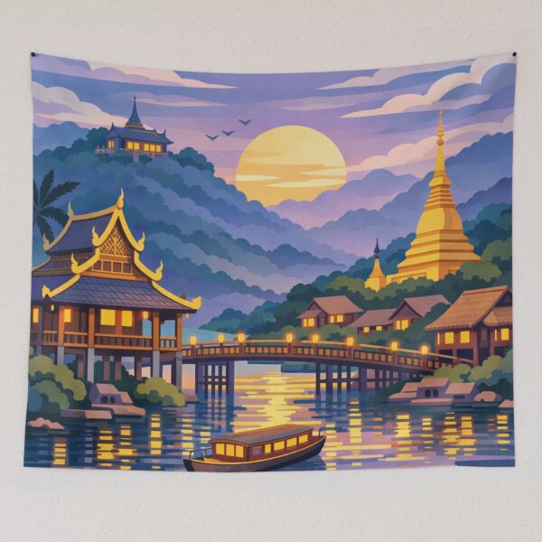 Item preview, Luang Prabang Laos Vintage Travel Art designed and sold by MatthewHeights.