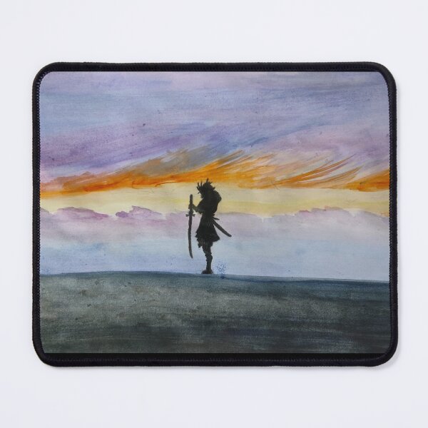 Item preview, Samurai Warrior Silhouette Watercolor Sunset Painting designed and sold by silversketchh.