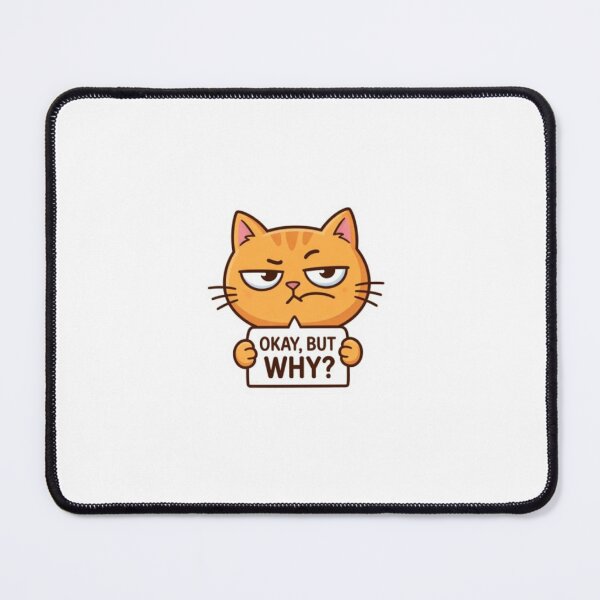 Item preview, Sassy Cat Holding “Okay But Why” Sign designed and sold by bhaveshsticker.