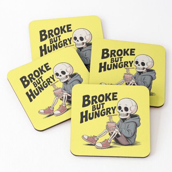 Item preview, Broke But Hungry Skeleton T-Shirt | Funny Ramen Noodles Skeleton Graphic Tee designed and sold by Raw Tigers.