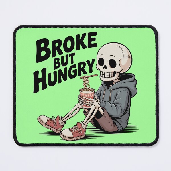 Item preview, Broke But Hungry Skeleton T-Shirt | Funny Ramen Noodles Skeleton Graphic Tee designed and sold by Raw Tigers.