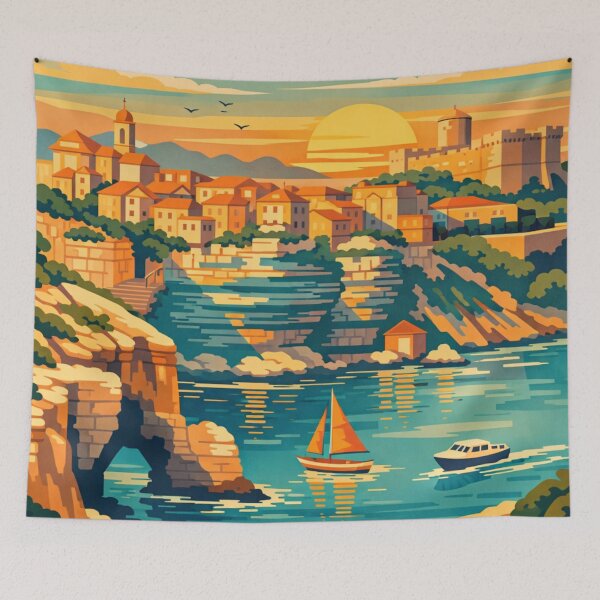 Item preview, Bonifacio Corsica Vintage Travel Art  designed and sold by MatthewHeights.