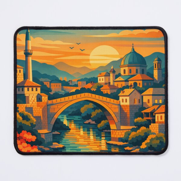 Item preview, Mostar Bosnia and Herzegovina Vintage Travel Art designed and sold by MatthewHeights.