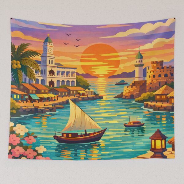 Item preview, Zanzibar City Tanzania Vintage Travel Art designed and sold by MatthewHeights.