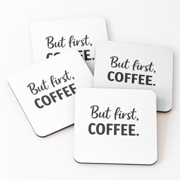 Item preview, But First Coffee Funny Quote – Minimalist Black and White Typography Design for Coffee Lovers designed and sold by SkyLineArt-Works.