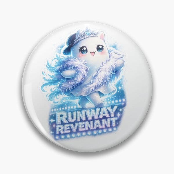 Item preview, Kawaii Ghost “Runway Revenant” Sticker – Catwalk Pose with Feather Boa & Neon Blue Glow designed and sold by SparkVault.