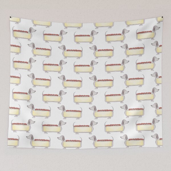Item preview, Hot dog sausage dog white print  designed and sold by Bonny-Shatwell.