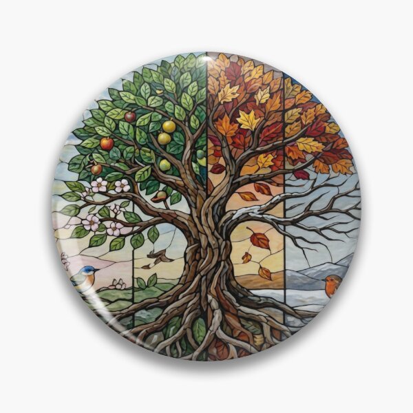 Item preview, The Four Seasons Tree of Life - Stained Glass Mosaic Mandala designed and sold by GiftzCircle.