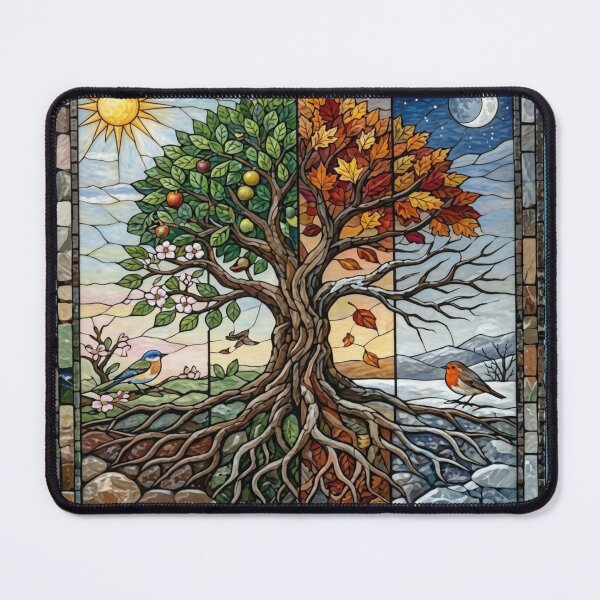 Item preview, The Four Seasons Tree of Life - Stained Glass Mosaic Mandala designed and sold by GiftzCircle.