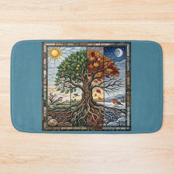 Item preview, The Four Seasons Tree of Life - Stained Glass Mosaic Mandala designed and sold by GiftzCircle.