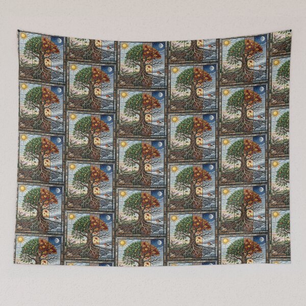 Item preview, The Four Seasons Tree of Life - Stained Glass Mosaic Mandala designed and sold by GiftzCircle.