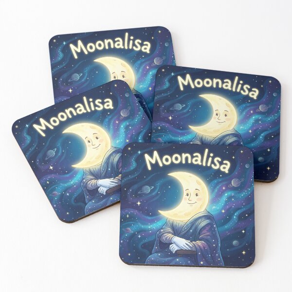 Item preview, Moonalisa – Funny Mona Lisa Parody with Moon in Space designed and sold by WordPlayStudio.