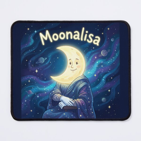 Item preview, Moonalisa – Funny Mona Lisa Parody with Moon in Space designed and sold by WordPlayStudio.