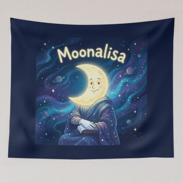 Item preview, Moonalisa – Funny Mona Lisa Parody with Moon in Space designed and sold by WordPlayStudio.