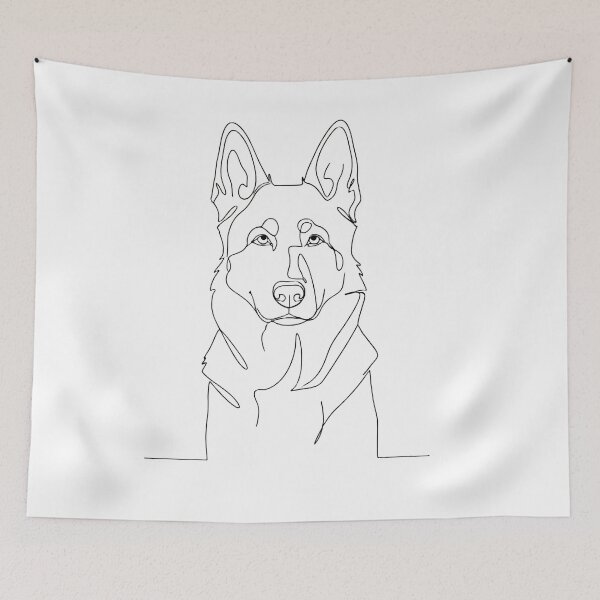 Item preview, Minimalist German Shepherd Continuous Line Art designed and sold by ASMAR B.