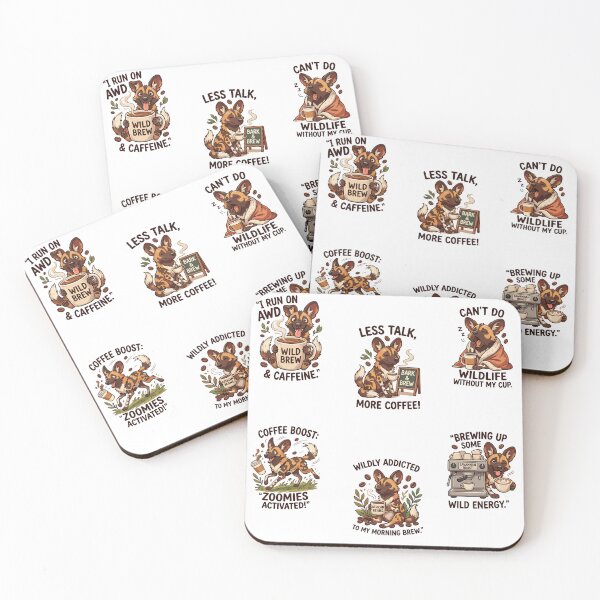 Item preview, African Wild Dog Coffee Lover Quote Mini Collection Funny Caffeine Set designed and sold by JessArty ⭐⭐⭐⭐⭐.