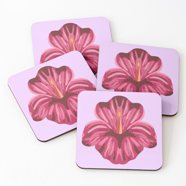 Aperçu de l'œuvre Fleur tropicale hibiscus rose illustrée – Design floral exotique créée et vendue par MH-Studio.