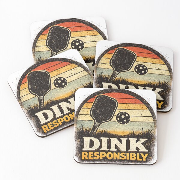 Item preview, Dink Responsibly Funny Pickleball Retro Sunset designed and sold by CozyRetirementGifts.
