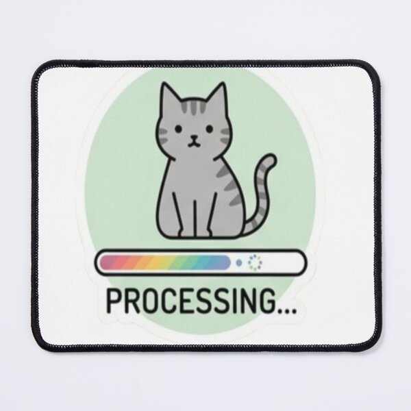 Item preview, Processing Cat Sticker – Loading Brain Funny Cat Design designed and sold by Velora Design .