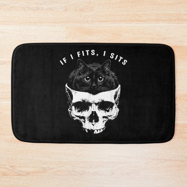 Item preview, Funny Black Cat If I Fits I Sits Inside Human Skull Goth Aesthetic designed and sold by CiranoSkasnot.