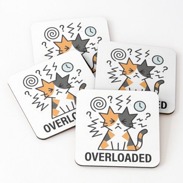 Item preview, Overloaded Cat Sticker – Stressed Cat Funny Mental Overload Design designed and sold by Velora Design .