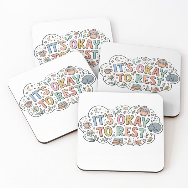Item preview, It's Okay To Rest - Whimsical Hand-Drawn Doodle Sticker with Sleepy Cat and Cozy Aesthetic Elements designed and sold by Velmora Studio.