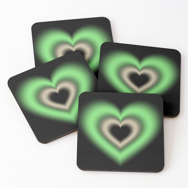 Item preview, Green and pastel yellow blurry hearts (almond syrup and matcha) designed and sold by serenebookworm.