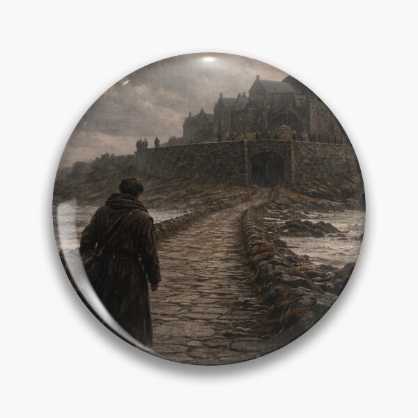 Item preview, Lindisfarne Causeway Print | Early Medieval Monastery Wall Art | Anglo-Saxon Historical Fantasy Seascape designed and sold by Element Horizon Studio.