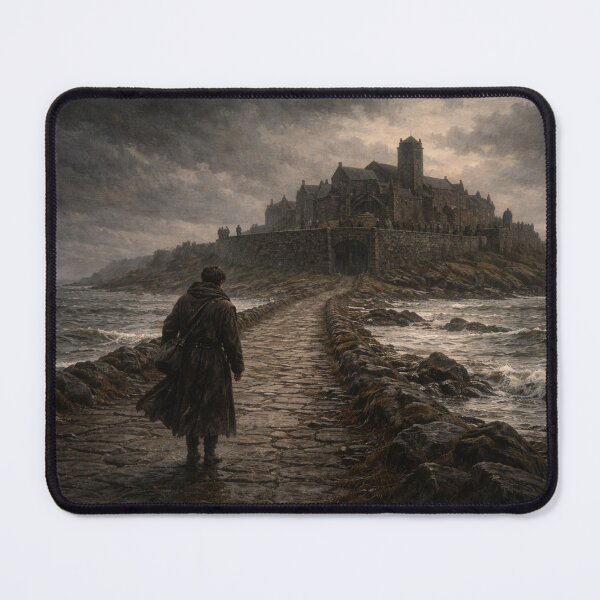 Item preview, Lindisfarne Causeway Print | Early Medieval Monastery Wall Art | Anglo-Saxon Historical Fantasy Seascape designed and sold by Element Horizon Studio.