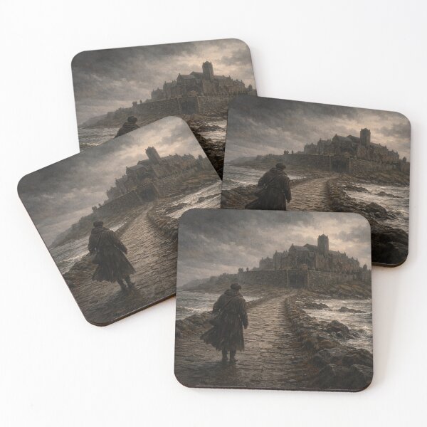 Item preview, Lindisfarne Causeway Print | Early Medieval Monastery Wall Art | Anglo-Saxon Historical Fantasy Seascape designed and sold by Element Horizon Studio.