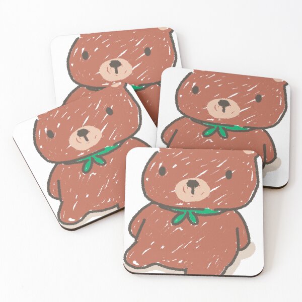 Item preview, A cute brown bear cartoon character wearing a green scarf. designed and sold by artemis-art3.