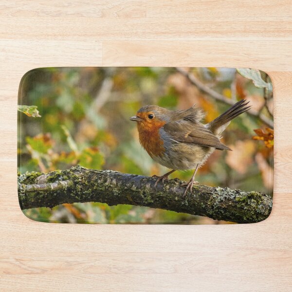 Item preview, Robin perched on a branch with wind in its feathers. designed and sold by Malisa345.