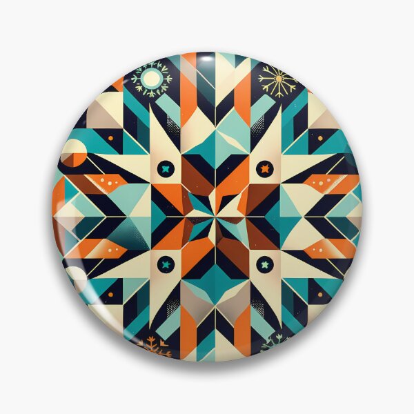 Item preview, Geometric Snowflake Pattern in Teal and Orange designed and sold by InkSmithery.