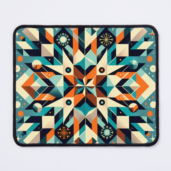 Item preview, Geometric Snowflake Pattern in Teal and Orange designed and sold by InkSmithery.
