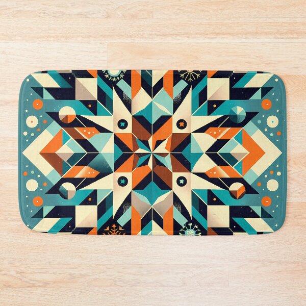 Item preview, Geometric Snowflake Pattern in Teal and Orange designed and sold by InkSmithery.