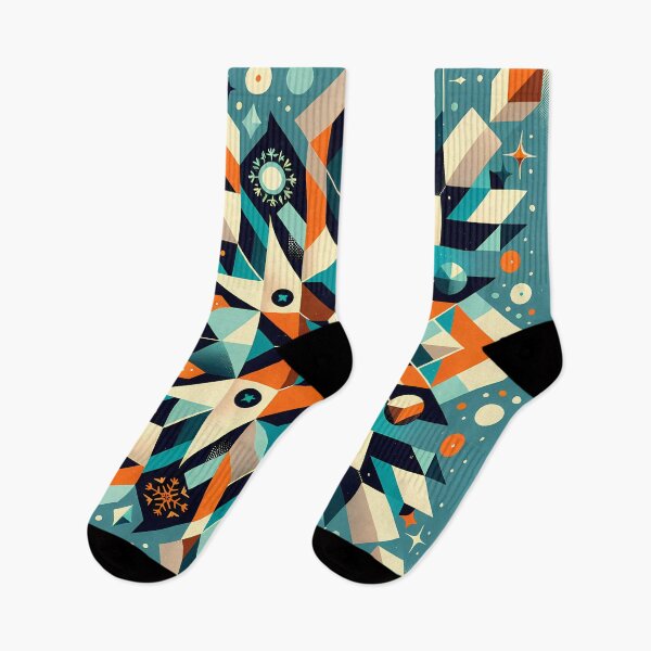 Item preview, Geometric Snowflake Pattern in Teal and Orange designed and sold by InkSmithery.
