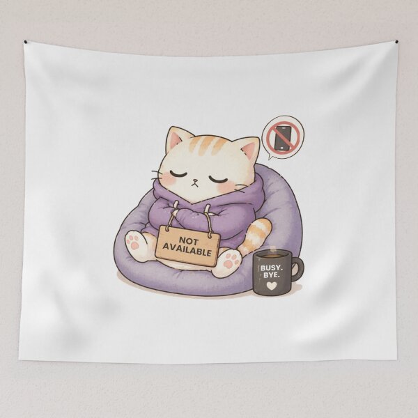 Item preview, Not Available Cat | Cute Kawaii Aesthetic | Introvert Boundaries Design designed and sold by The Mood Index.