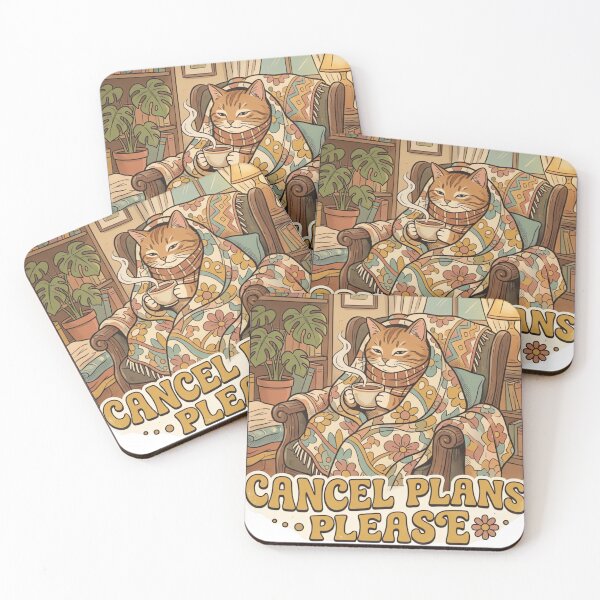 Item preview, Vintage Cozy Cat Cancel Plans Please Retro Aesthetic Design designed and sold by urbinet.