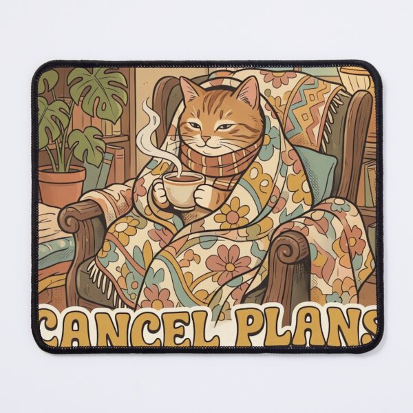Item preview, Vintage Cozy Cat Cancel Plans Please Retro Aesthetic Design designed and sold by urbinet.