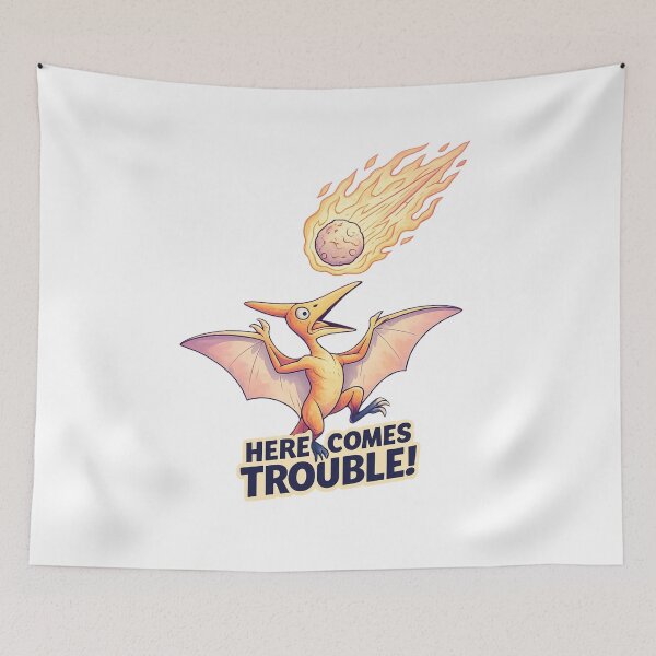 Item preview, Here Comes Trouble Funny Dino Meteor Design designed and sold by SoftSproutstu.