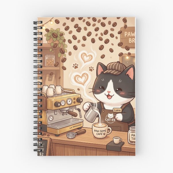 Item preview, Kawaii Cat Barista Café – Cute Coffee Cat Making Paw-Some Latte designed and sold by Furfolkz.