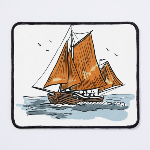 Item preview, Sailing ship with orange sails designed and sold by SheisEverywhere.