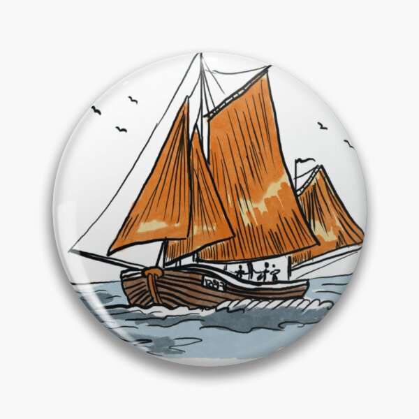 Item preview, Sailing ship with orange sails designed and sold by SheisEverywhere.