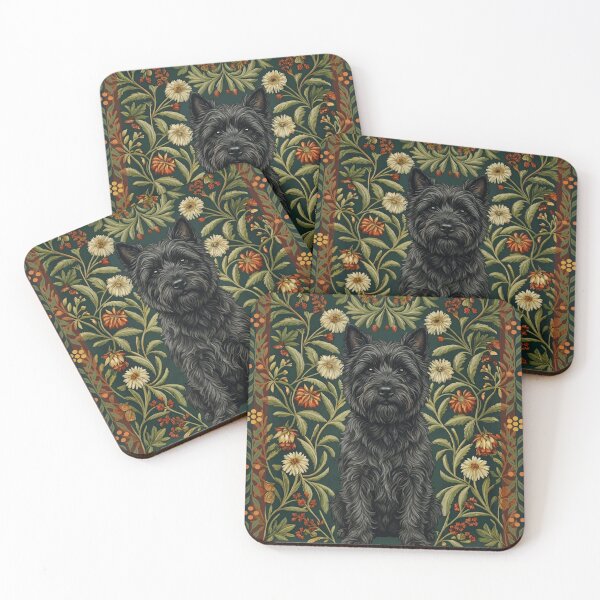 Item preview, Cairn Terrier Dog Vintage Floral Arts Crafts designed and sold by AntiqueImages.