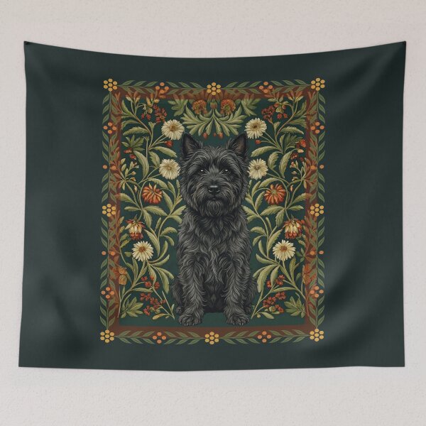 Item preview, Cairn Terrier Dog Vintage Floral Arts Crafts designed and sold by AntiqueImages.