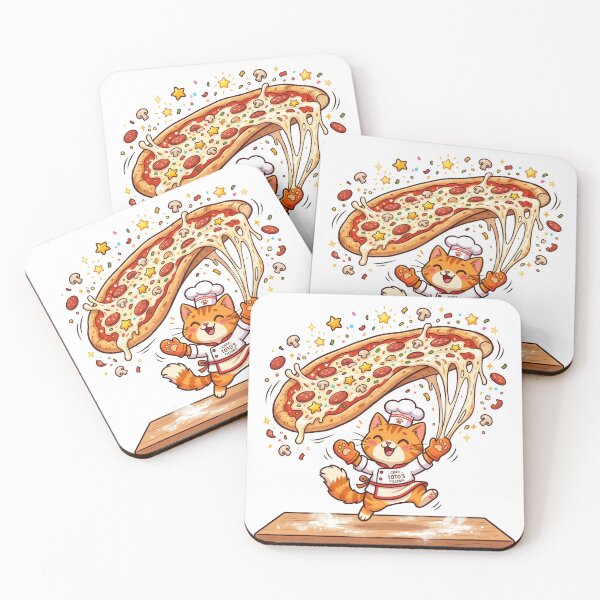 Item preview, Kawaii Cat Pizza Chef – Cute Pizza Lover Kitty Tossing Giant Pizza designed and sold by Furfolkz.