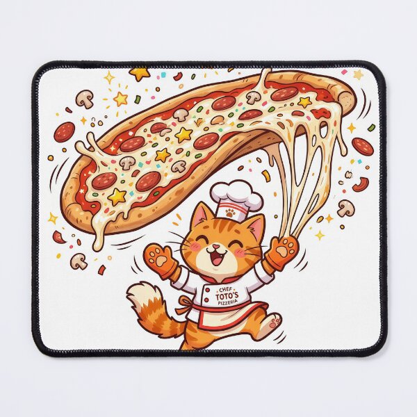 Item preview, Kawaii Cat Pizza Chef – Cute Pizza Lover Kitty Tossing Giant Pizza designed and sold by Furfolkz.