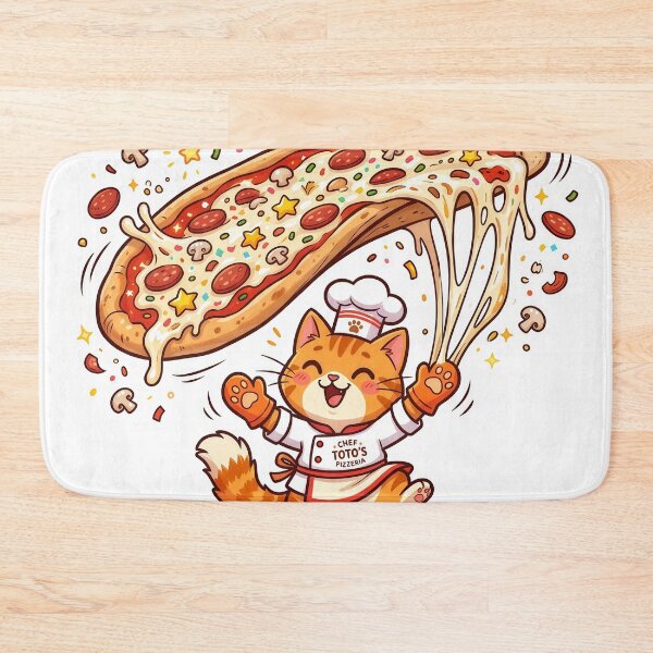 Item preview, Kawaii Cat Pizza Chef – Cute Pizza Lover Kitty Tossing Giant Pizza designed and sold by Furfolkz.